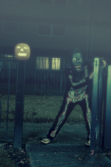 Fototapeta na wymiar A boy wearing a Halloween costume