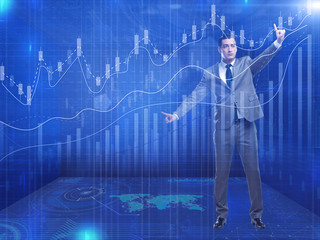 Man in stock exchange trading concept