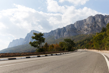 Road background of mountain landscape