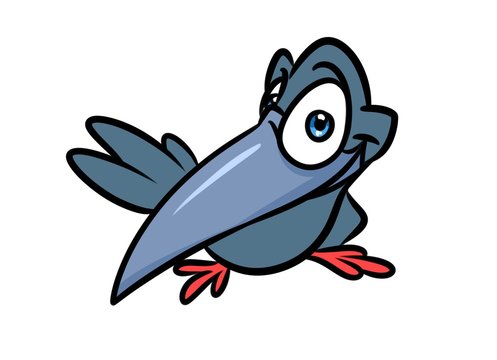 Raven gray bird cartoon illustration isolated image character