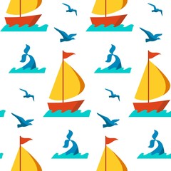 Seamless patterns nautical elements vector