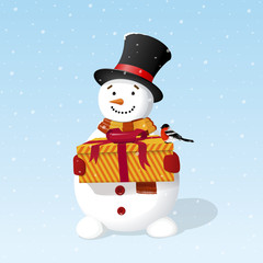 Snowman with gift box