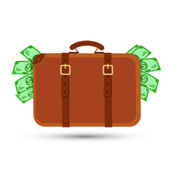 Suitcase with money concept , Suitcase full of money - Vector illustration