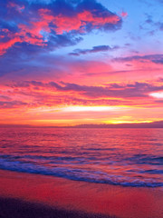 Naklejka na ściany i meble Colorful sunrise with clouds over the sea 4