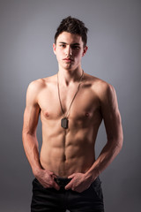Fototapeta premium Portrait of young bodybuilder man
