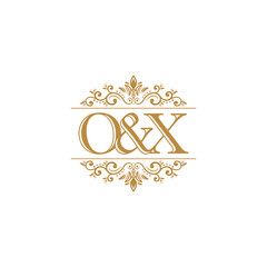 O&X Initial logo. Ornament gold