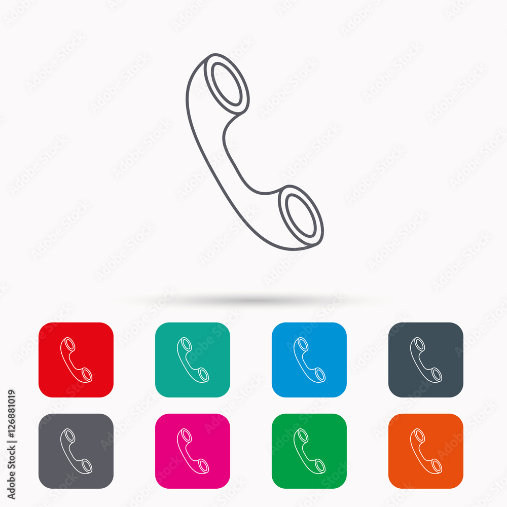 Poster phone icon. call sign. linear icons in squares on white background. flat web symbols. vector