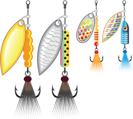 Set of spinners fishing lures vector illustration clip-art image © anton_novik