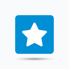 Star icon. Favorite or best sign. Web ranking symbol. Blue square button with flat web icon. Vector