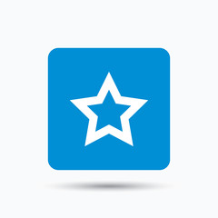 Star icon. Favorite or best sign. Web ranking symbol. Blue square button with flat web icon. Vector