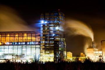 Petrochemical plant in night. Long exposure photography