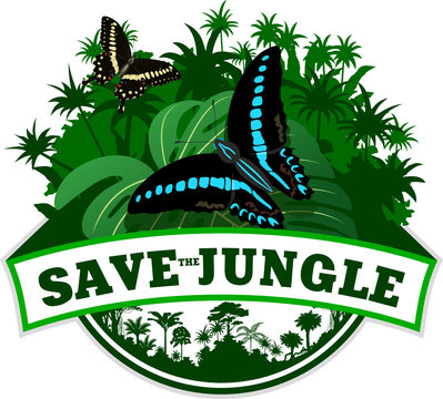 Vector Jungle Emblem with butterflies