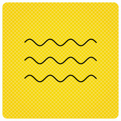 Waves icon. Sea flowing sign. Water symbol. Linear icon on orange background. Vector