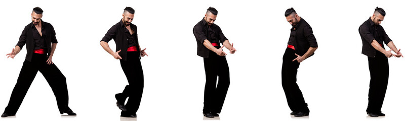 Spanish dancer in various poses on white