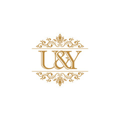 U&Y Initial logo. Ornament gold