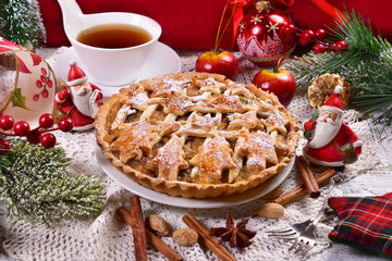 christmas apple pie on plate