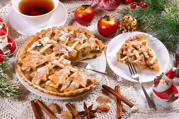 christmas apple pie on plate © teressa