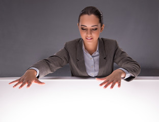 Businesswoman holding hands in business concept