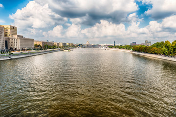 Obraz premium Aerial view over the Moskva River in central Moscow, Russia