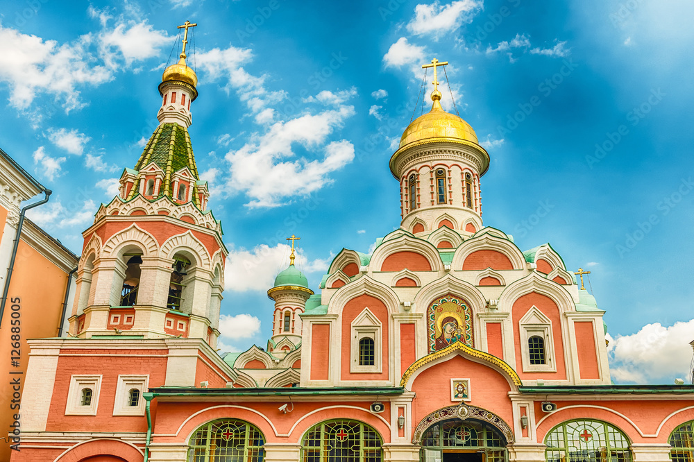 Wall mural Kazan Cathedral in Red Square, Moscow, Russia