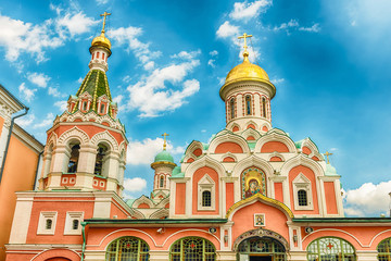 Fototapeta na wymiar Kazan Cathedral in Red Square, Moscow, Russia