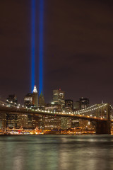 Fototapeta na wymiar Tribute in lights September 11 memorial