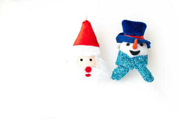 Santa Claus and Snow man Isolated on white background