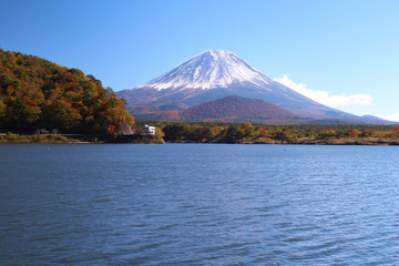 精進湖と富士山