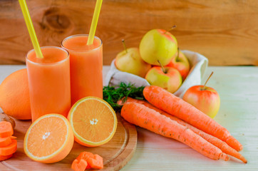Fruit juice with orange, carrots and ginger 