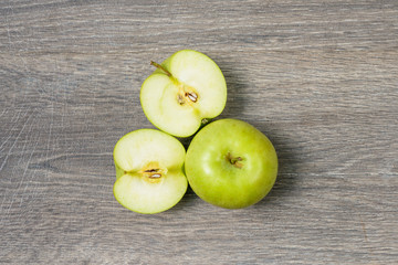 Apple on wooden table