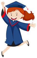 Woman in blue graduation gown
