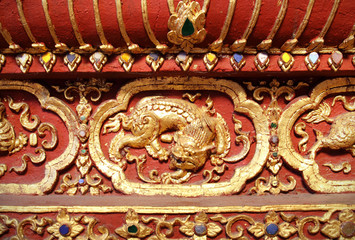 Traditional Thai style pattern decorative, stucco gold paint in