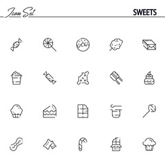 Sweets food flat icon set for web design.