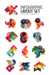 Set of abstract geometric paper graphic layouts