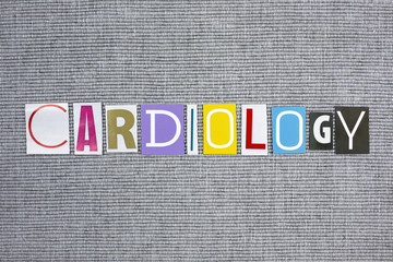 cardiology word on grey background