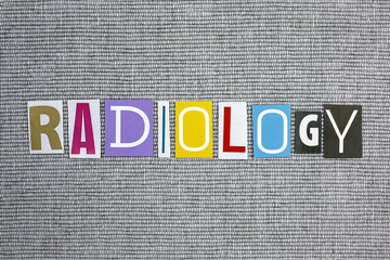 radiology word on grey background