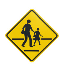Children crossing the road sign isolated on white background