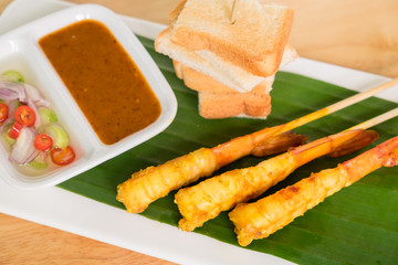 shrimp satay with  sauce  (Thai style) - 126892029
