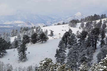 Fresh Snow on Bald Mountain Colorado with the Mosquito Range Mountains in the background.