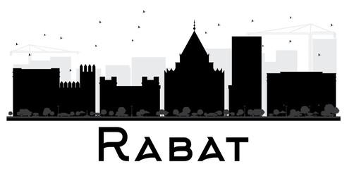 Obraz premium Rabat City skyline black and white silhouette.