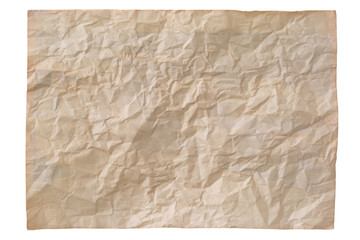 Fototapeta na wymiar old brown crumpled paper sheet isolated on white background