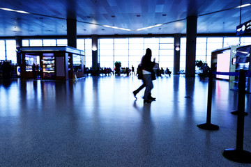 Busy airport terminal