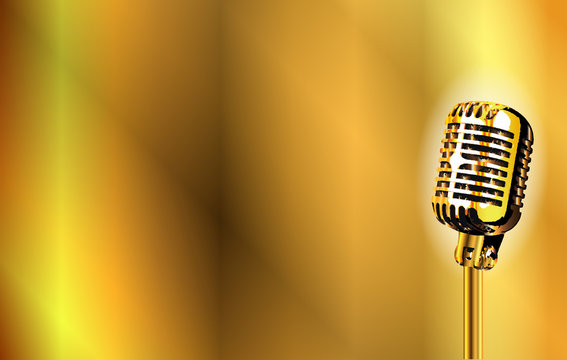 Gold Stage Microphone Background