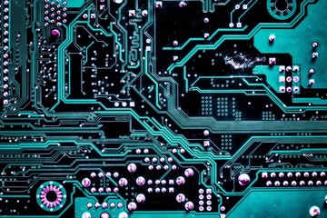 Close up of a printed computer circuit board