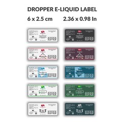 Dropper e-liquid label for branding identity of eliquid brand
