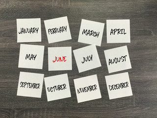 June calendar post it notes