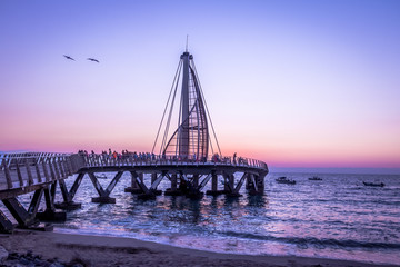 Los Muertos Pier at sunset - Puerto Vallarta, Jalisco, Mexico