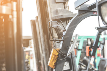headlight of forklift in work place