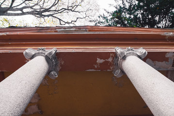 Obraz premium Columns of a classical old temple and vegetation
