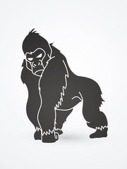 Gorilla standing graphic vector.